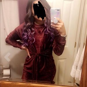 Long sleeve tie front dress